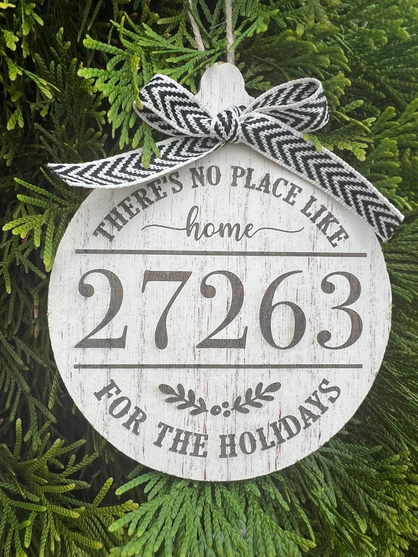 Zip Code Whitewash Ornament