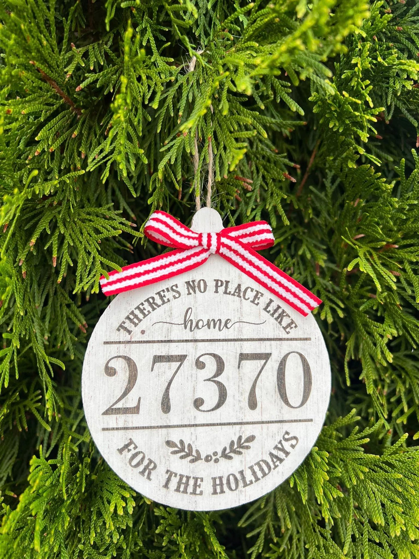 Zip Code Whitewash Ornament