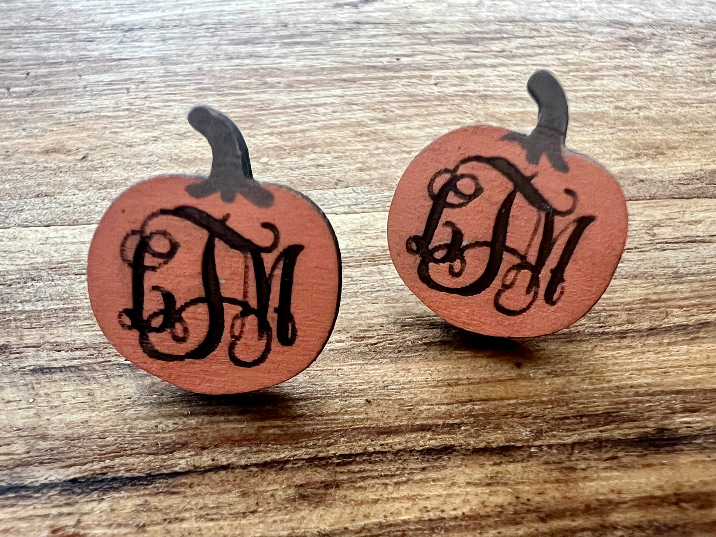 Monogrammed Pumpkin Earrings