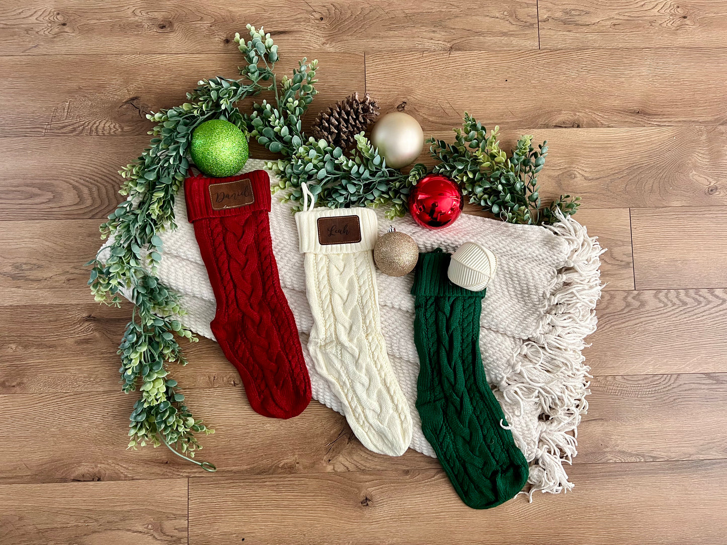 Personalized Leather Patch Christmas Stockings