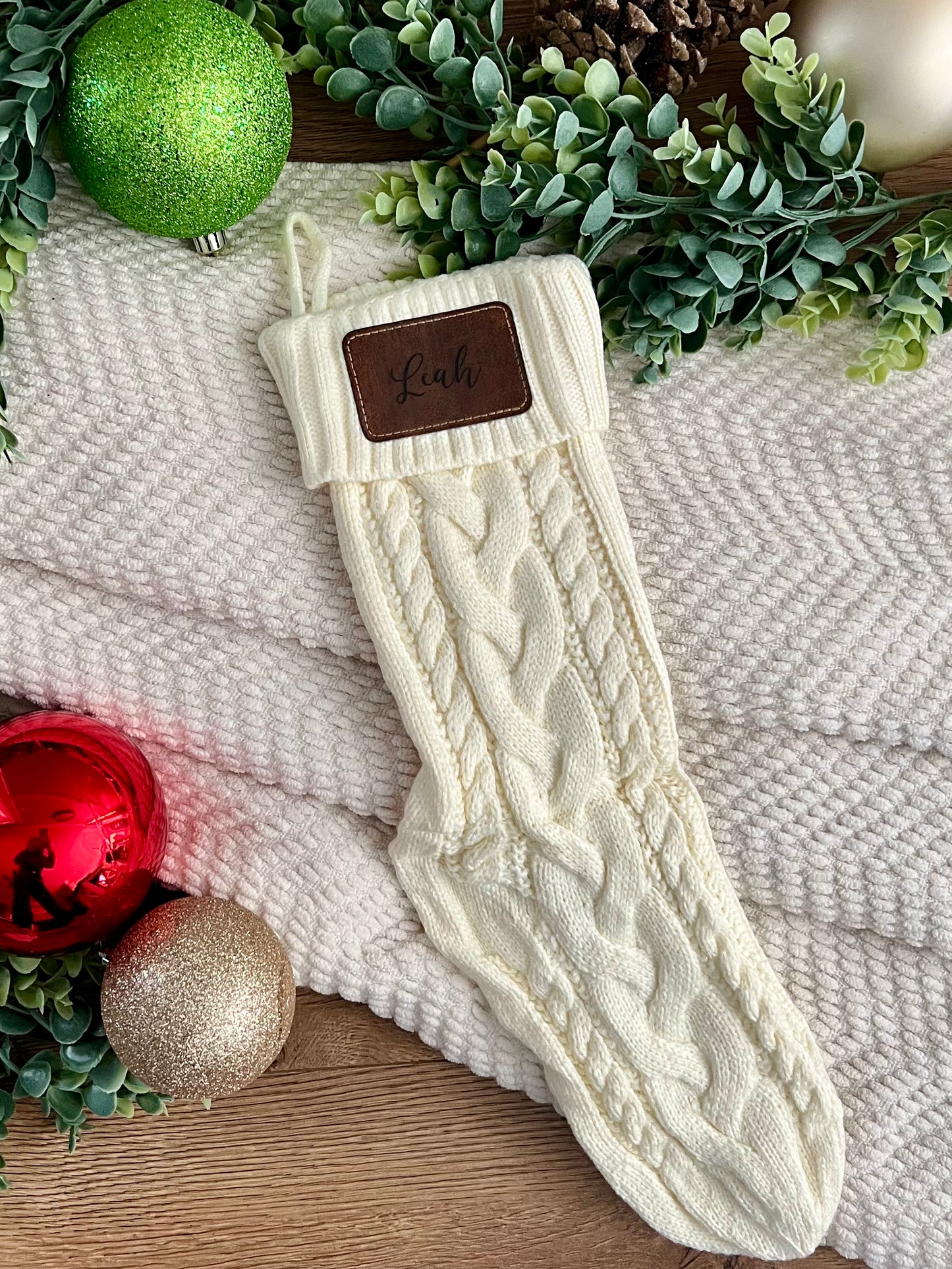 Personalized Leather Patch Christmas Stockings
