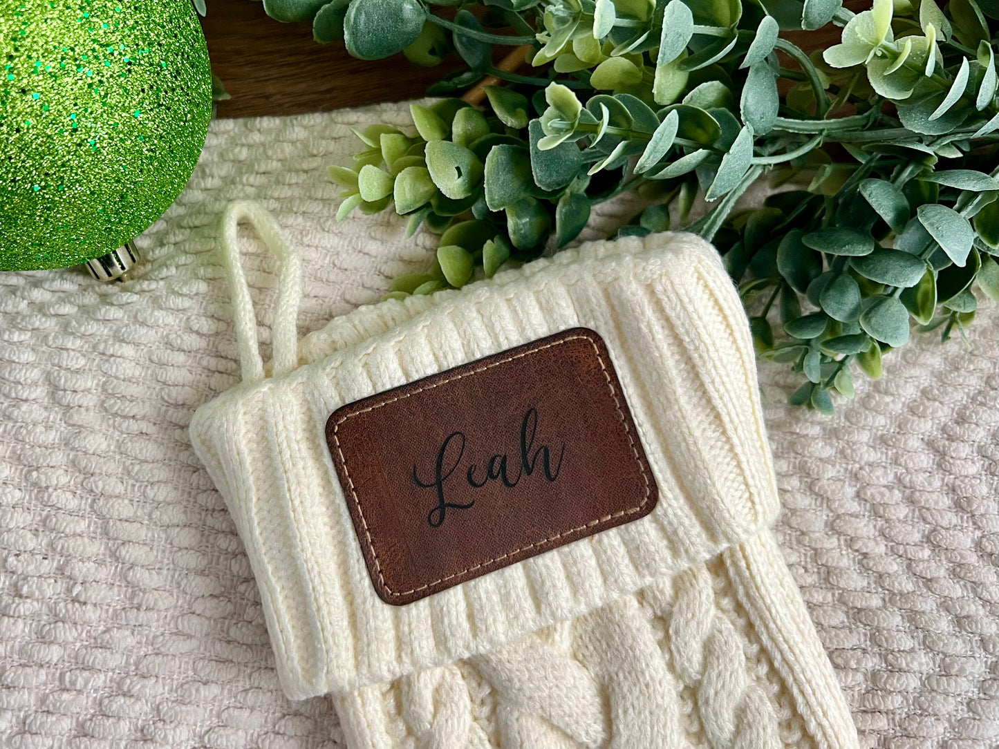 Personalized Leather Patch Christmas Stockings