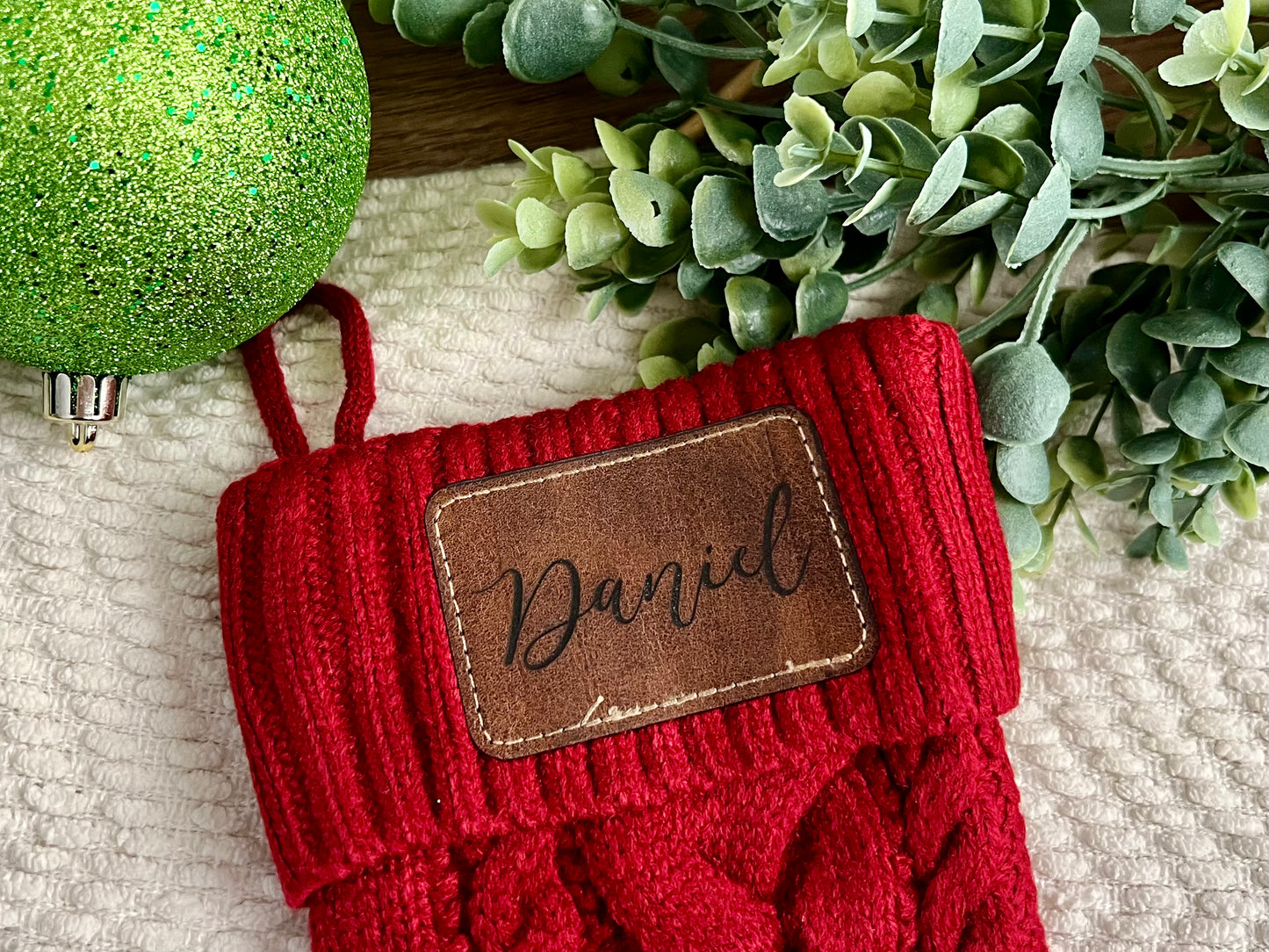 Personalized Leather Patch Christmas Stockings