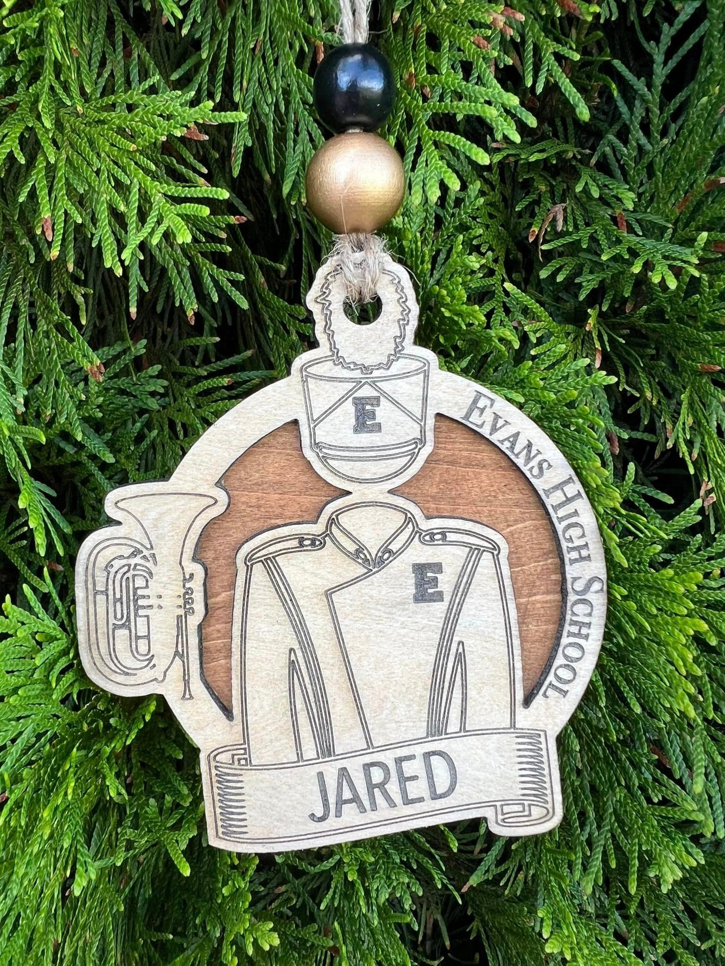 Personalized 3D Marching Band Ornament - Mellophone
