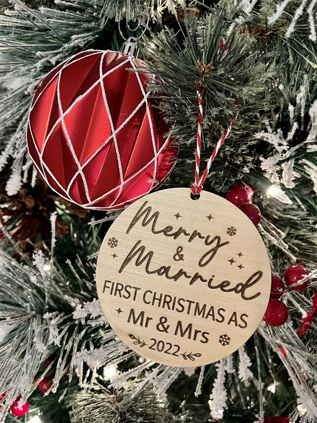 Personalized Merry & Married Christmas Ornament