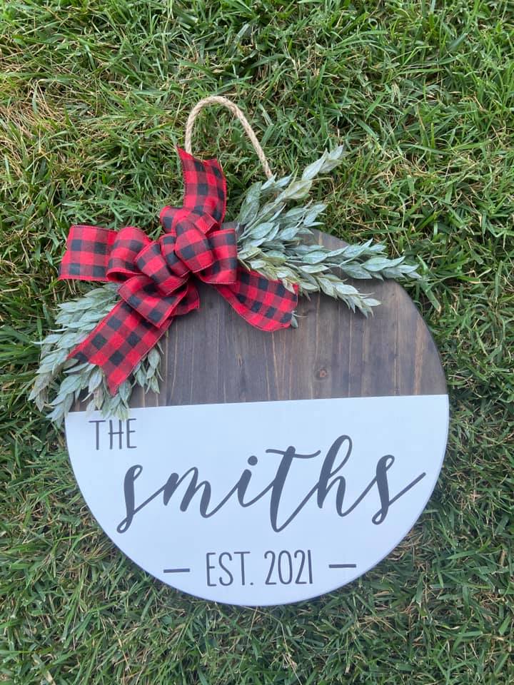 Personalized Wedding Gift Last Name Sign Round