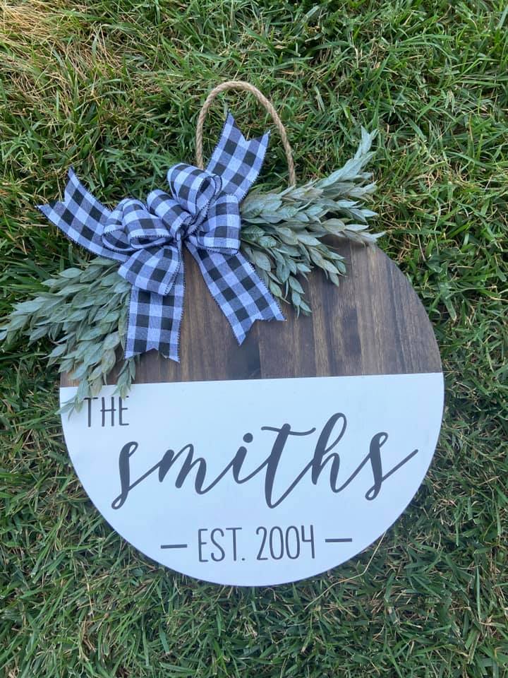 Personalized Wedding Gift Last Name Sign Round
