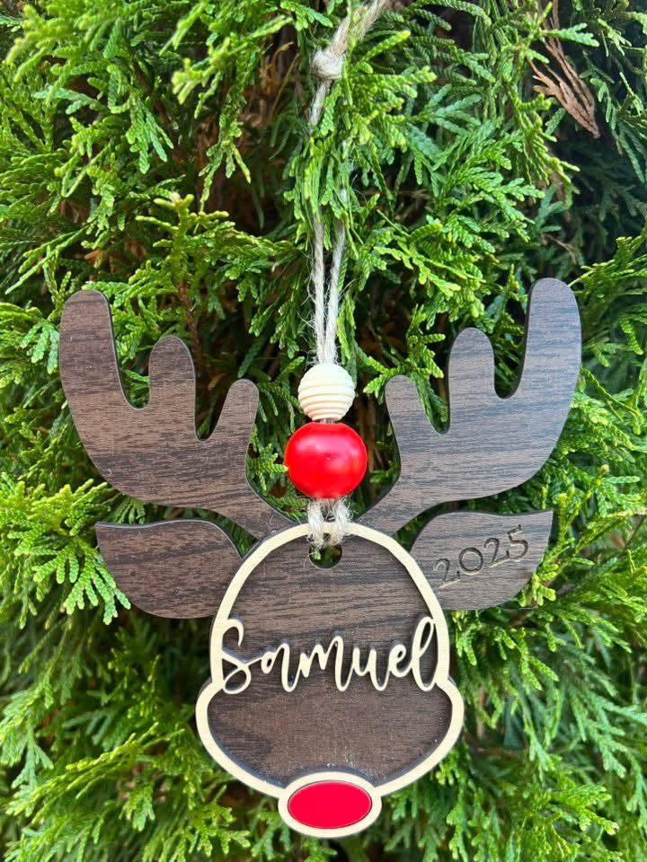 Personalized Reindeer Christmas Ornament – 2025 Edition