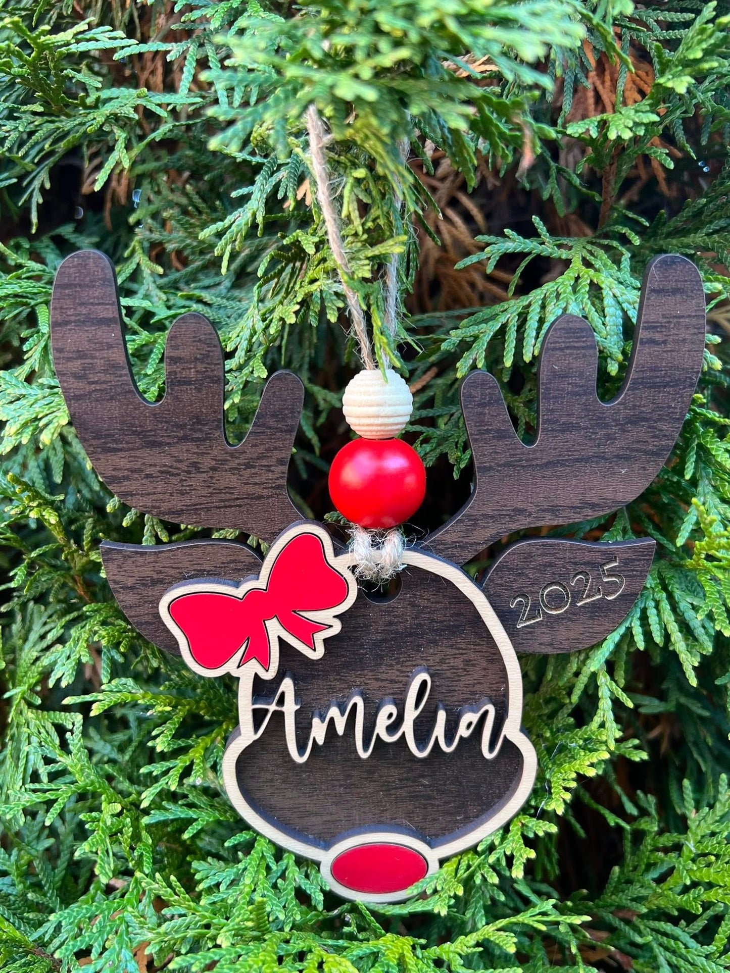 Personalized Reindeer Christmas Ornament – 2025 Edition